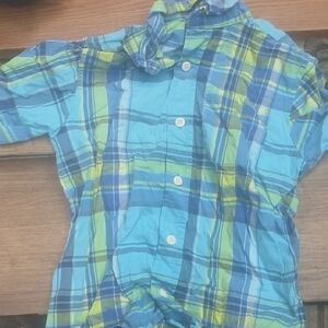 OshKosh B'gosh Blue and Green Plaid Button Down Shirt